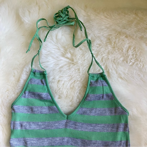 Ella Moss Spaghetti Strap Halter Tank in Green + Gray w/Built in bra - XS - Picture 3 of 6